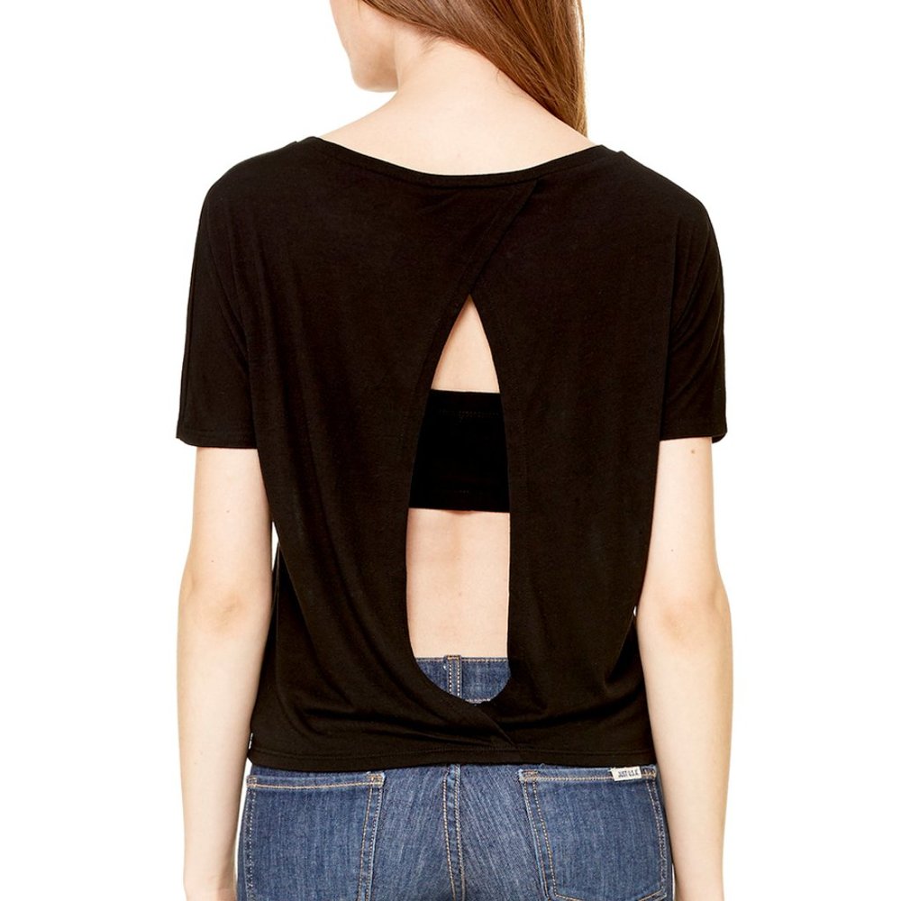 BELLA FLOWY OPEN BACK TEE (S-L)(NEVER WORN)